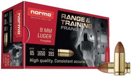 Norma 9mm Ammo 65gr Frangible