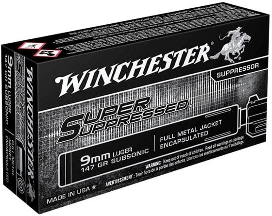 Winchester Super Suppressed 9mm Ammo 147gr FMJ