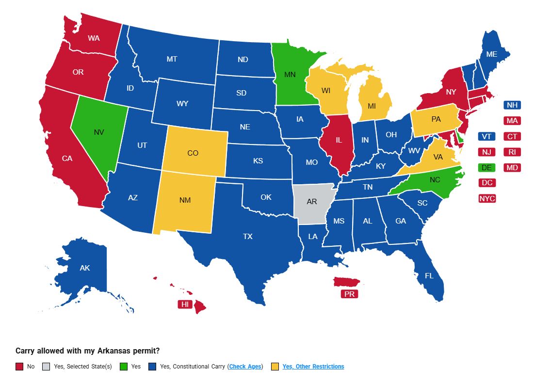 Arkansas Reciprocity Map