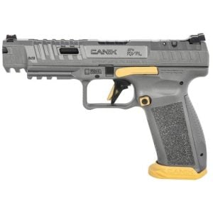 Canik SFX Rival 5″ optics ready 9mm pistol 18rd, gray/gold – $474.99 ($399 after rebate) image