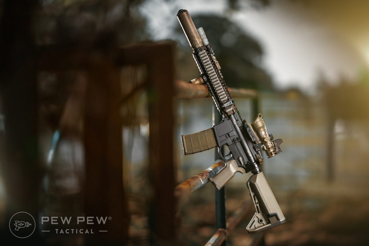 MK18 Daniel Defense Magpul sl-s carbine stock MOE k2 surefire M340DFT-PRO Turbo huxwrx 556k flow Trijicon ACOG ECOS 4x32 RMR BAC TA31-D-100554 fde coyote duty vertical grip samson lancer magazine
