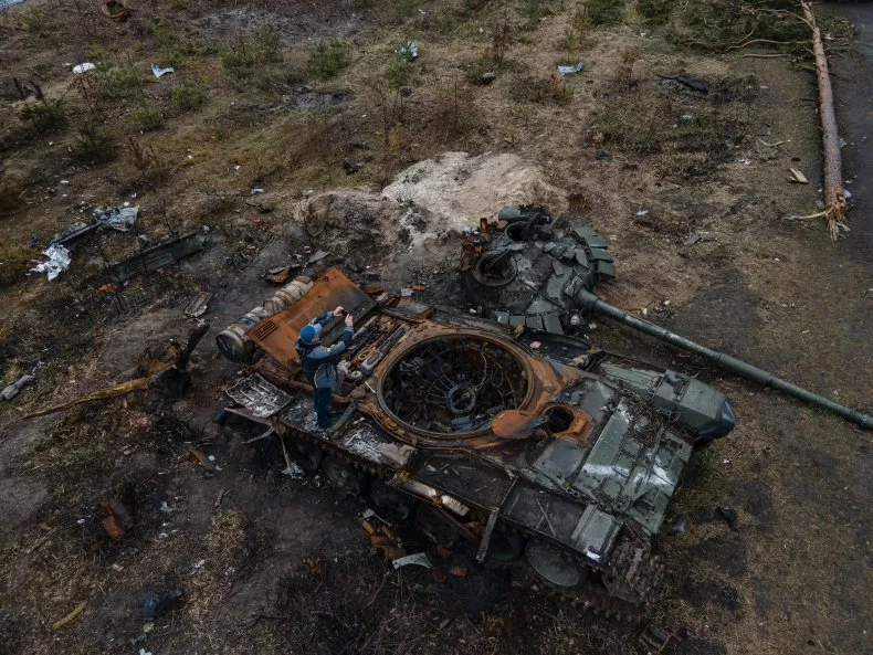 Russian Tank Destroyed by drone