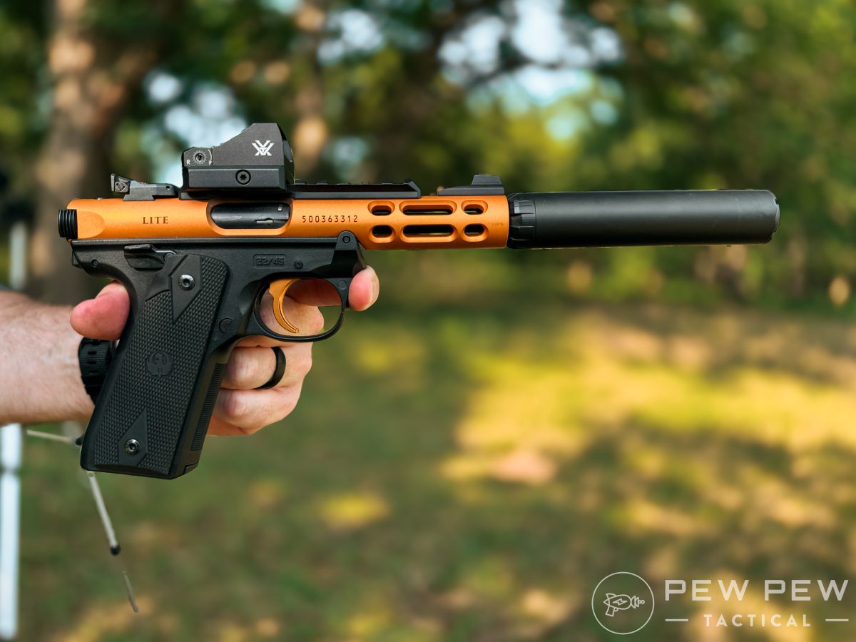 SilencerCo Sparrow .22LR Suppressor on Ruger Mark IV