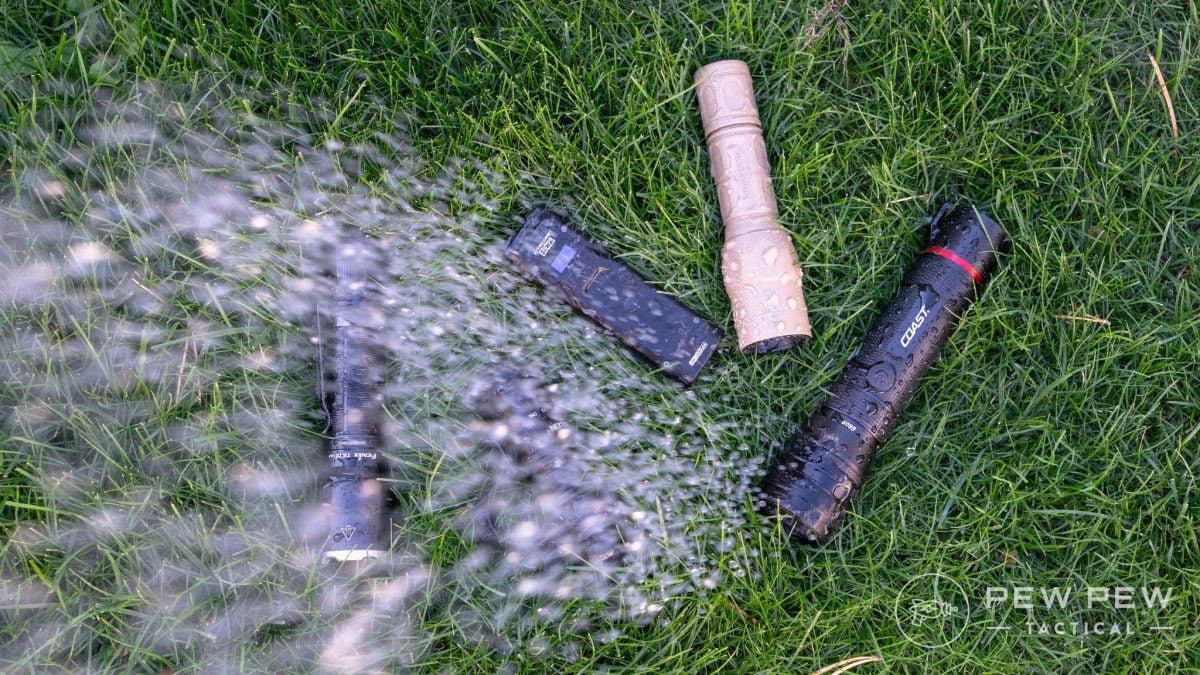 Tactical flashlight water test