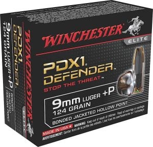 Winchester PDX1 Defender 9mm 124gr +P bonded jacket hollow point, 20 rds – $18.00 image