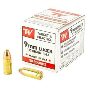 Winchester USA Target 9mm 115gr FMJ ammo, 50rds – $0.21/rd image
