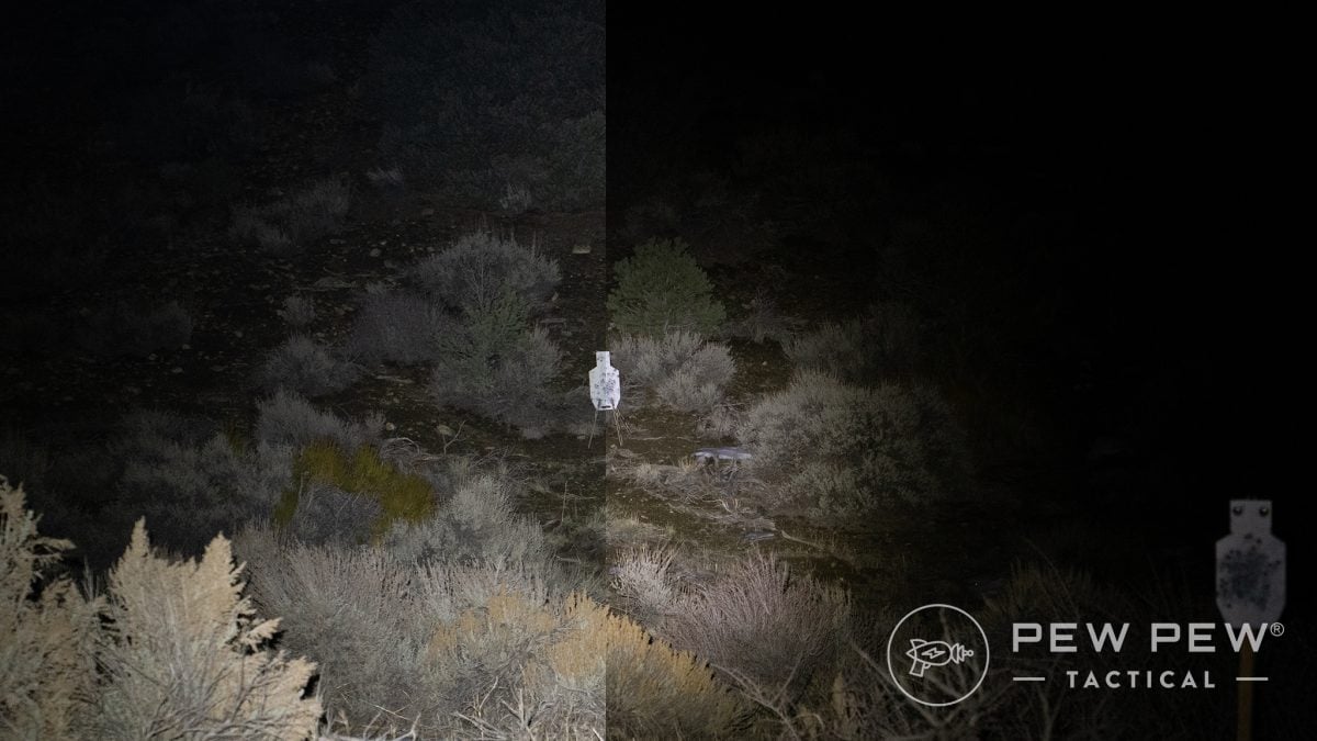 AR-15 flashlight reach comparison Fenix TK16 V2.0 vs Modlite PLHv2-18650