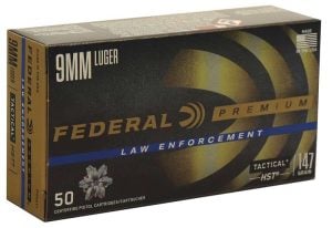 Federal Premium Law Enforcement HST 9mm 147 GR JHP, 50rds – $27.99 image