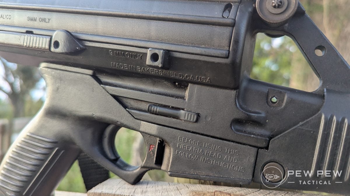 Calico M950 bolt hold open