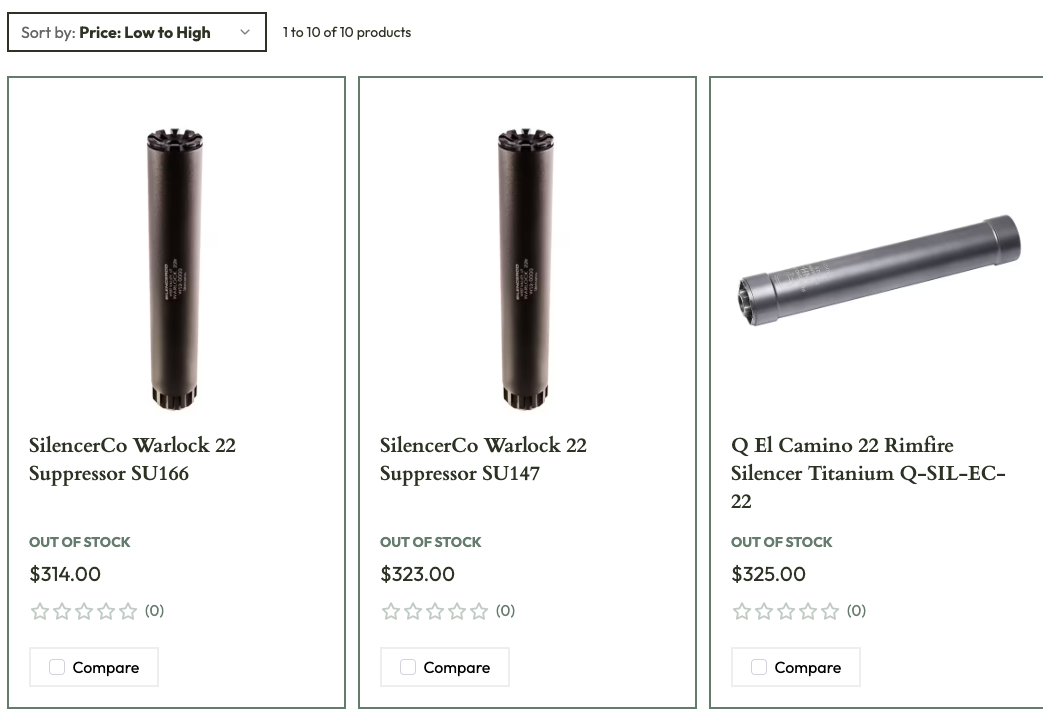 Suppressor out of stock