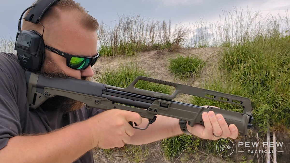 Travis shooting the KelTec KSG410