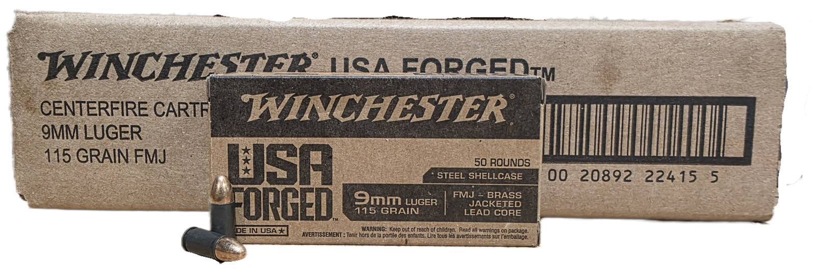 Winchester USA Forged 115gr FMJ 9mm Steel-Cased Ammo, 500rds - $88.88